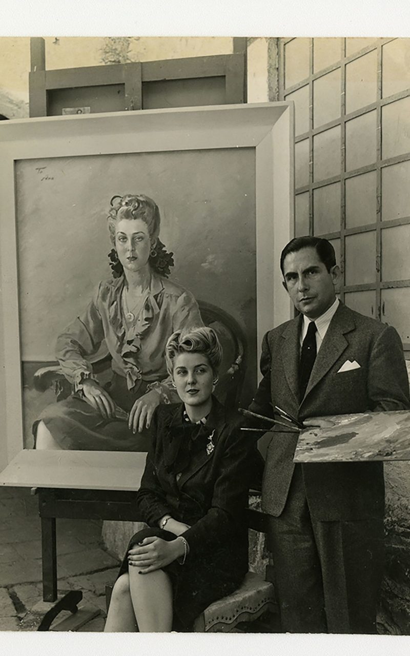 Eduardo Cataño Wihelmy, pintor y Diana Harold, modelo, retrato (atribuido)